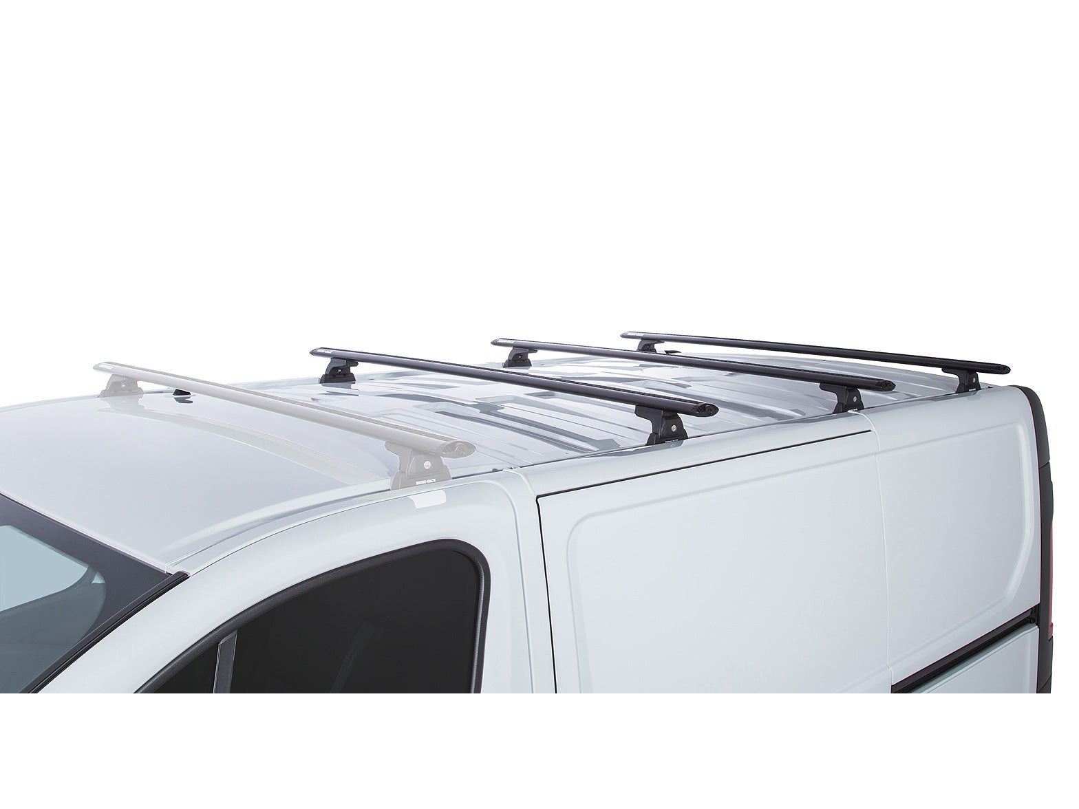 Kit de 3 barres de toit Rhino-Rack Sportz 1650mm pour Renault Trafic X82 SWB Low Roof 2015+ sur véhicule.