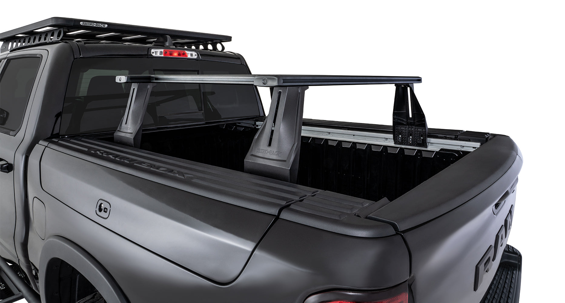 Kit de 4 barres de toit Reconn-Deck pour Dodge Ram 1500 Gen V DT 2019+ de RHINO-RACK, adaptées pour benne.