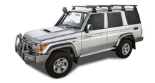 Kit de 4 barres de toit noires Heavy Duty 1500mm avec pieds pour Toyota Land Cruiser série 76 2007+ de RHINO-RACK.