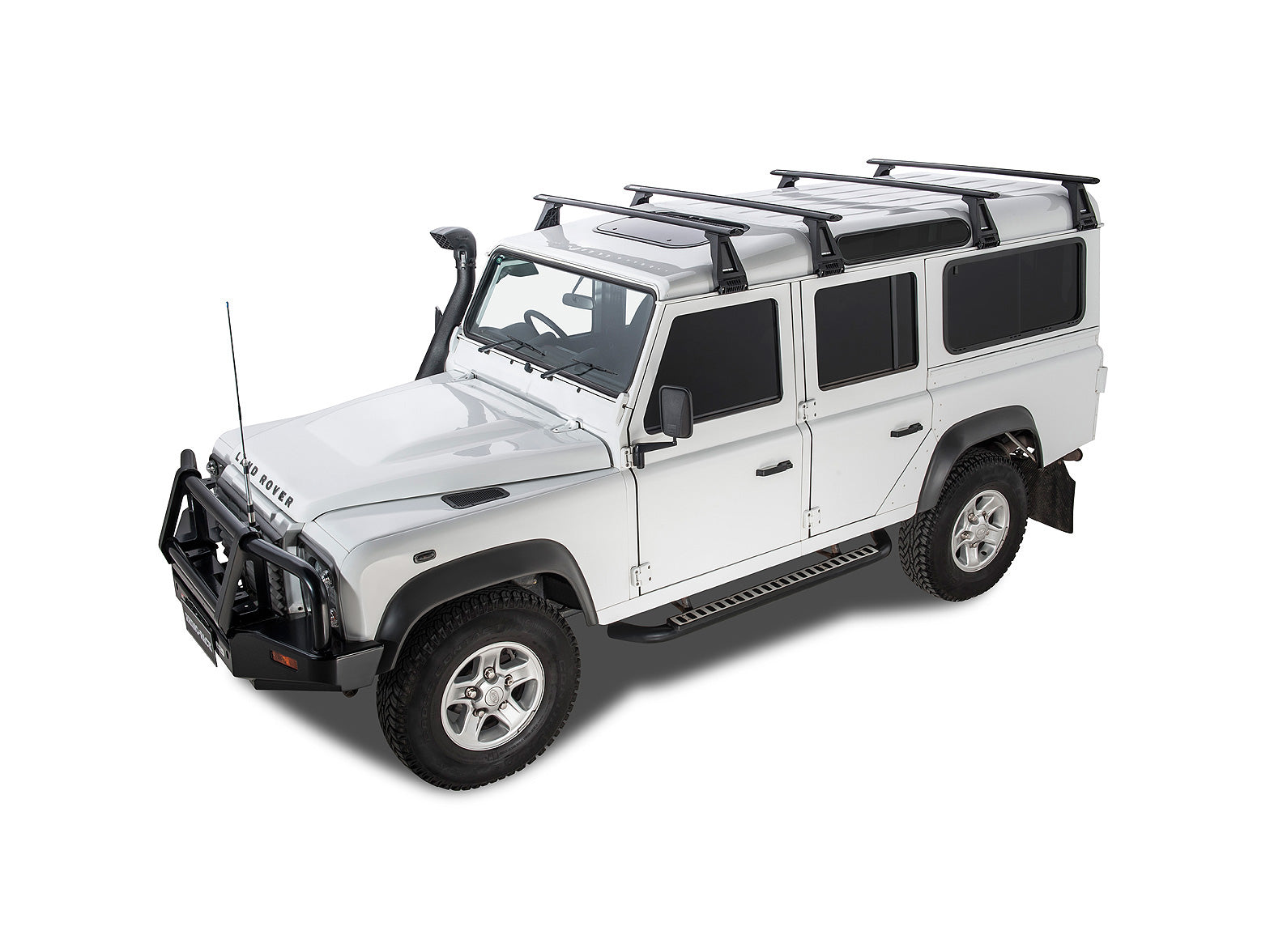 Kit de 4 barres de toit RHINO-RACK Sportz 1500mm pour Land Rover Defender 110 1993-2020, fixation solide pour chargements.