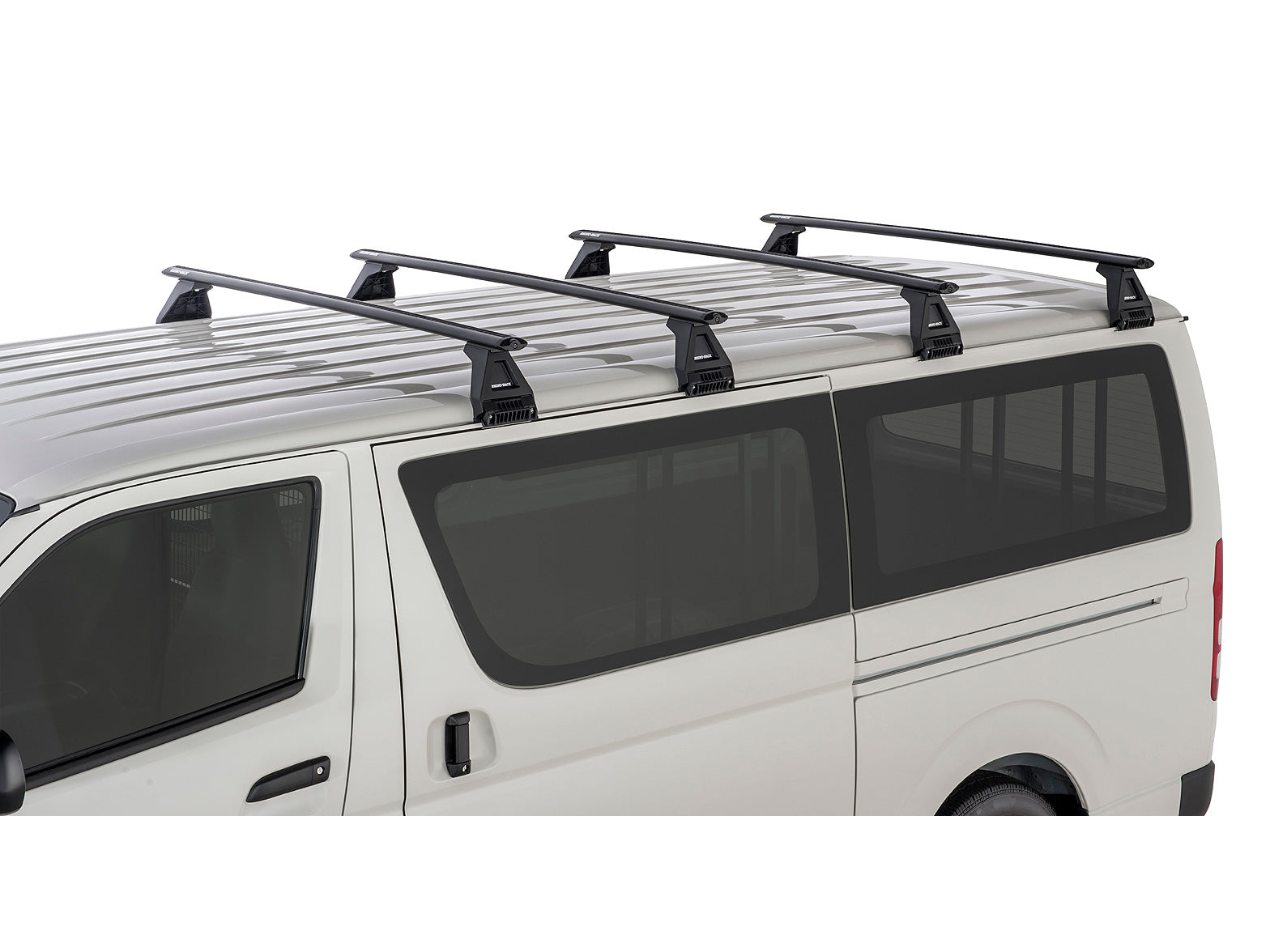Kit de 4 barres de toit Rhino-Rack Sportz 1500mm pour Toyota Hiace 1989-2019, fixation sur le toit du véhicule.