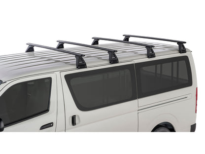 Kit de 4 barres de toit Rhino-Rack Sportz 1500mm pour Toyota Hiace 1989-2019, fixation sur le toit du véhicule.