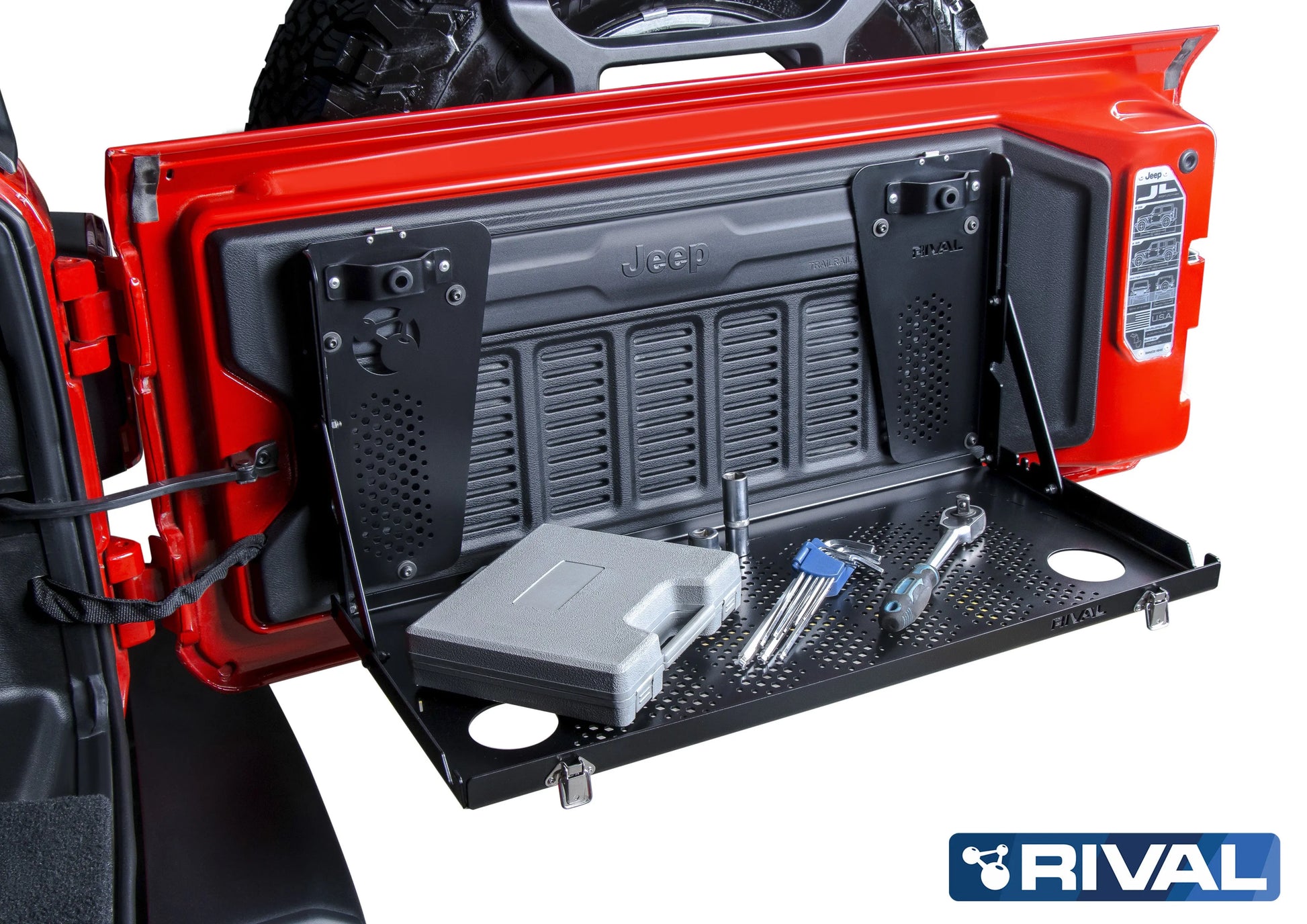 Table Pliante sur Porte Arriere Jeep Wrangler JL - Rival 4x4 sur Xperts4x4 Accessoires 4x4 Off-Road