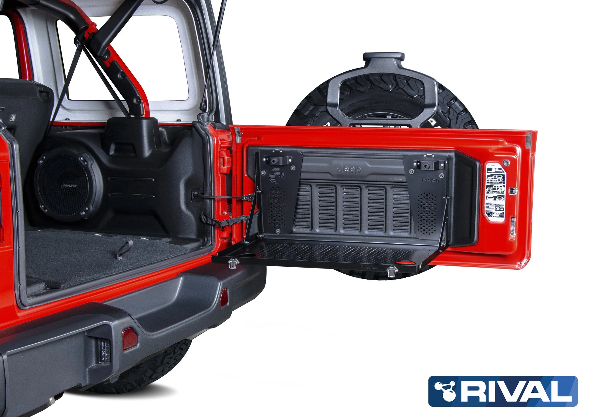 Table Pliante sur Porte Arriere Jeep Wrangler JL - Rival 4x4 sur Xperts4x4 Accessoires 4x4 Off-Road