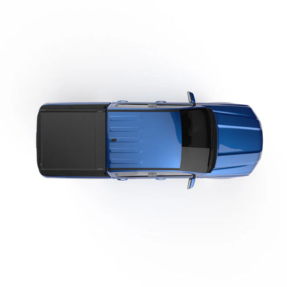 Couvre benne électrique EGR RollTrac pour Ford Ranger et Raptor 2023+, compatible PHEV, vue de côté avec mécanisme.