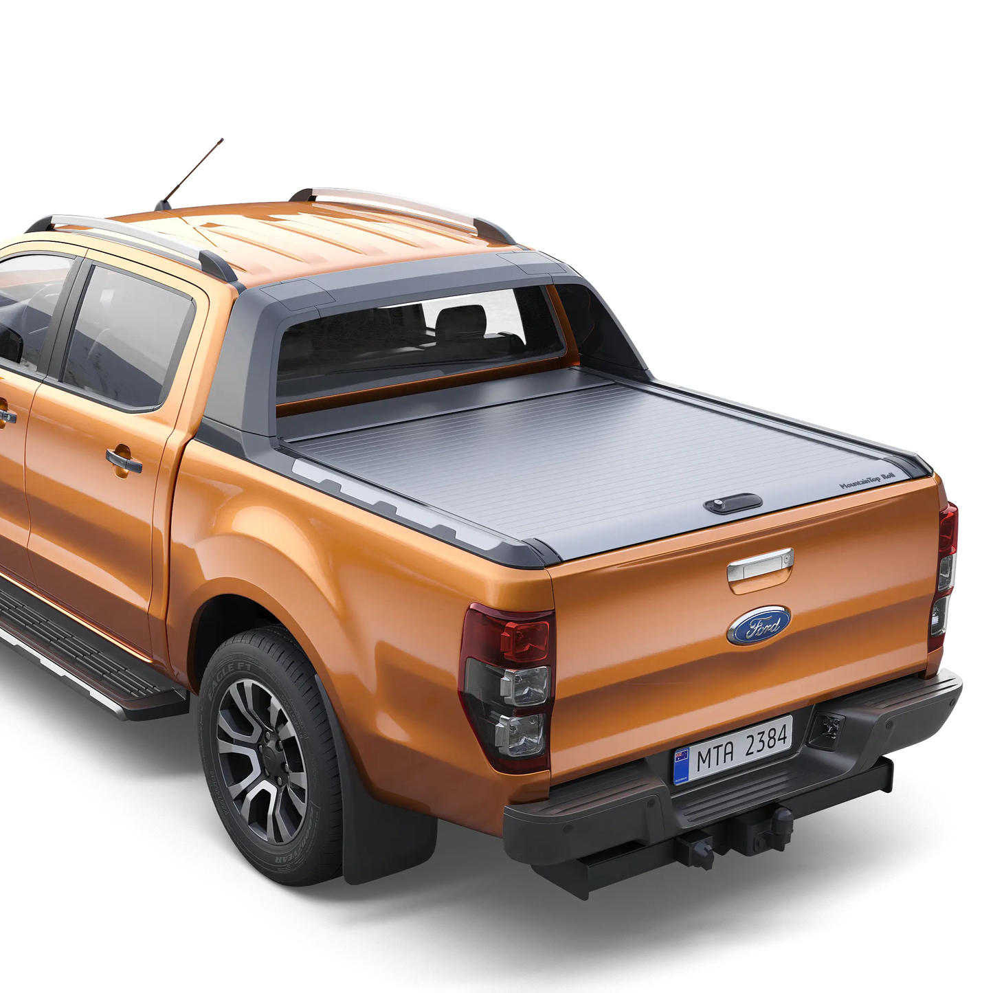 Couvre benne MountainTop MTR pour Ford Ranger Wildtrak 2012-2022, installation sur le coffre de la camionnette double cab.