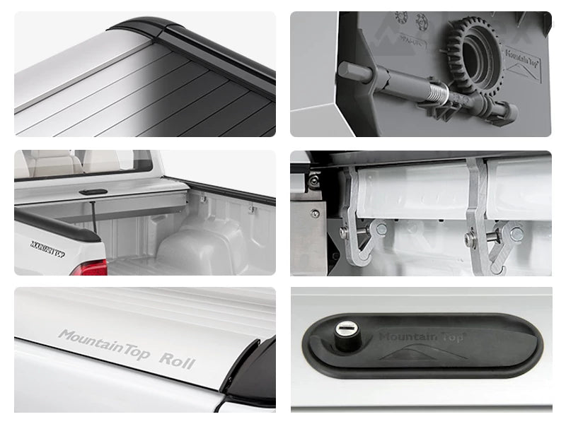 Couvre benne MountainTop pour Isuzu D-Max Double Cab 2012-2020, rideau de benne robuste et pratique, installé sur le véhicule.
