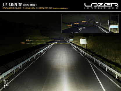 Phare LED compact LAZER LAMPS AIR-130 Elite avec 12500 lm, éclairage LED puissant pour véhicule tout-terrain.