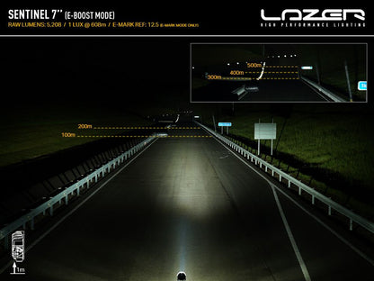 Projecteur LED Sentinel 7" de LAZER LAMPS, éclairage supplémentaire avec 5208 lumens, pour véhicule tout-terrain.