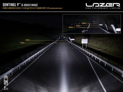 Projecteur LED supplémentaire LAZER LAMPS Sentinel 9" Chrome avec support slim pour éclairage LED robuste.