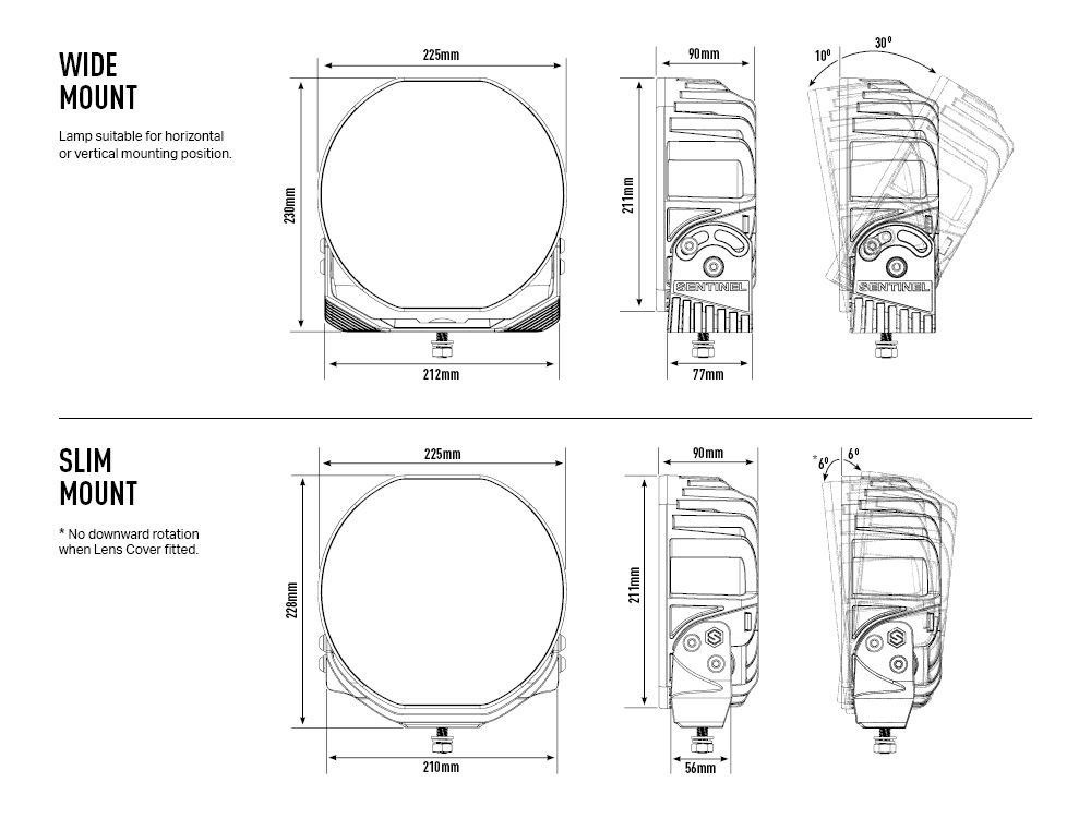 Projecteur LED Sentinel 9'' de LAZER LAMPS, support slim, lumière additionnelle 9520 lm, éclairage LED robuste pour véhicule.