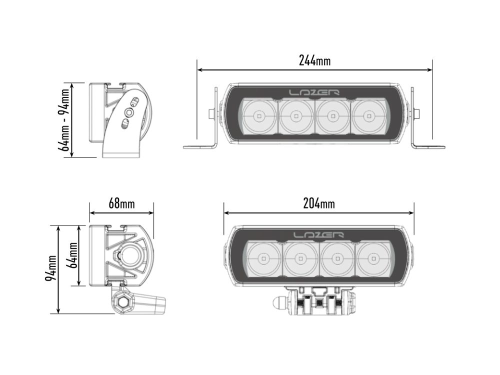 Barre LED Slim LAZER LAMPS ST4 Évolution avec 4136 lm, éclairage LED pour véhicule tout-terrain, design compact et lumineux