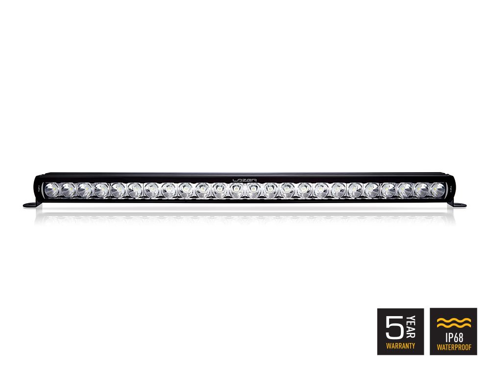 Barre LED slim LAZER LAMPS T24 Évolution avec 24816 lm, éclairage LED puissant pour véhicule tout-terrain.