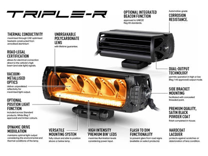 Balise LED ronde LAZER LAMPS Triple-R 750 avec faisceau lumineux de 5400 lm, éclairage haute puissance pour véhicule tout-terrain