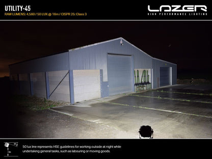 Phare de travail LED LAZER LAMPS Utility 45 Slimline, éclairage puissant de 4560 lm pour véhicule tout-terrain, robuste et compact.