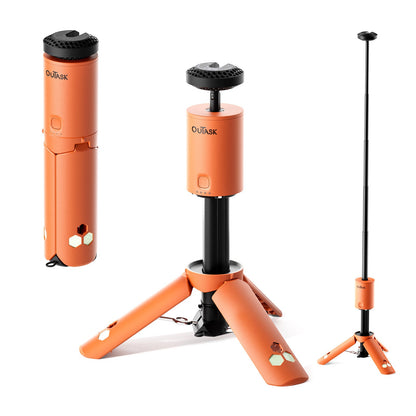 Lampe LED télescopique orange OuTask, éclairage extérieur avec rotation à 720° pour camping et outdoor.