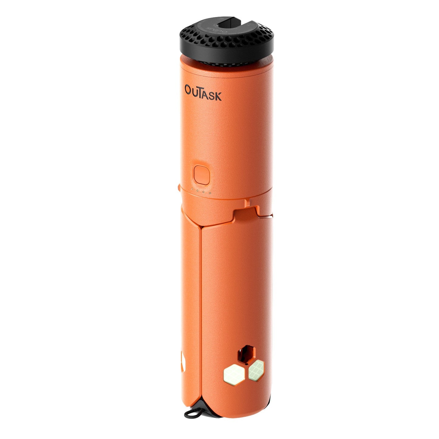 Lampe LED télescopique orange OuTask pour extérieur, éclairage puissant à 720°, idéale pour l’éclairage outdoor.
