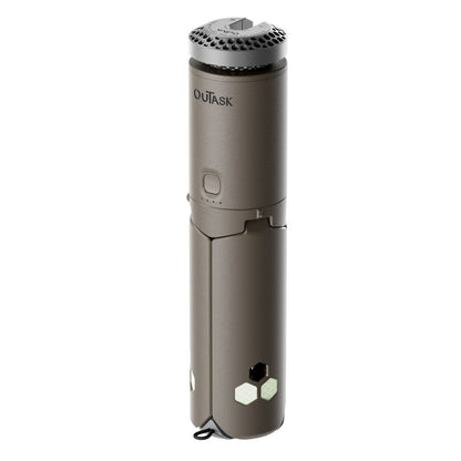 Lampe LED télescopique OuTask Tactical Earth, éclairage extérieur 720°, robuste et portable pour activités en plein air.