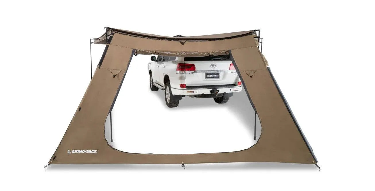 Paroi/mur trapézoïdale avec Porte - Auvent Batwing Compact RHINORACK sur Xperts4x4 Accessoires 4x4 Off-Road