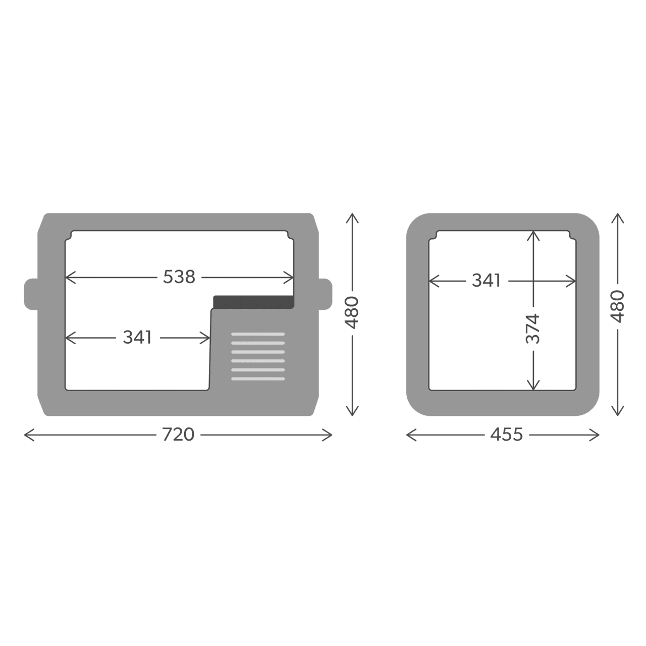 Réfrigérateur portable DOMETIC CFX5 55L avec bac à glaçons, compact et robuste pour camping et activités extérieures.