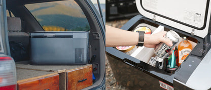 Frigo congélateur ICECO GO20 Dual-Zone gris, appareil de refroidissement portable pour véhicules tout-terrain, autonome et pratique.
