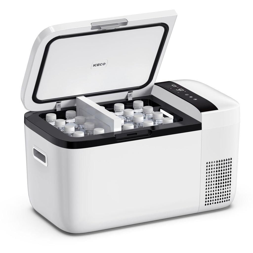 Frigo congélateur ICECO GO20 Dual-Zone pour véhicules 4x4, avec double zone de refroidissement et autonomie prolongée.