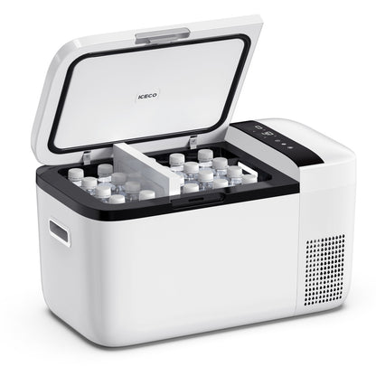 Frigo congélateur ICECO GO20 Dual-Zone pour véhicules 4x4, avec double zone de refroidissement et autonomie prolongée.