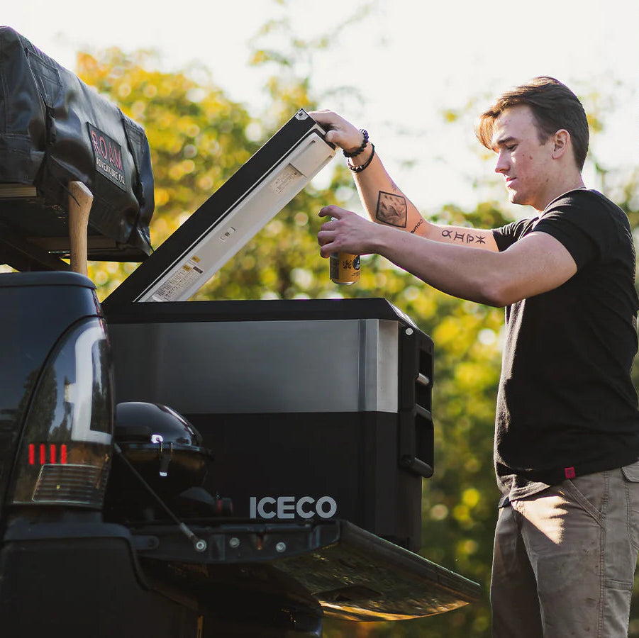 Glacière ICECO JP50 PROS 50L, frigo et freezer off-road avec compresseur, idéal pour aventures tout-terrain.