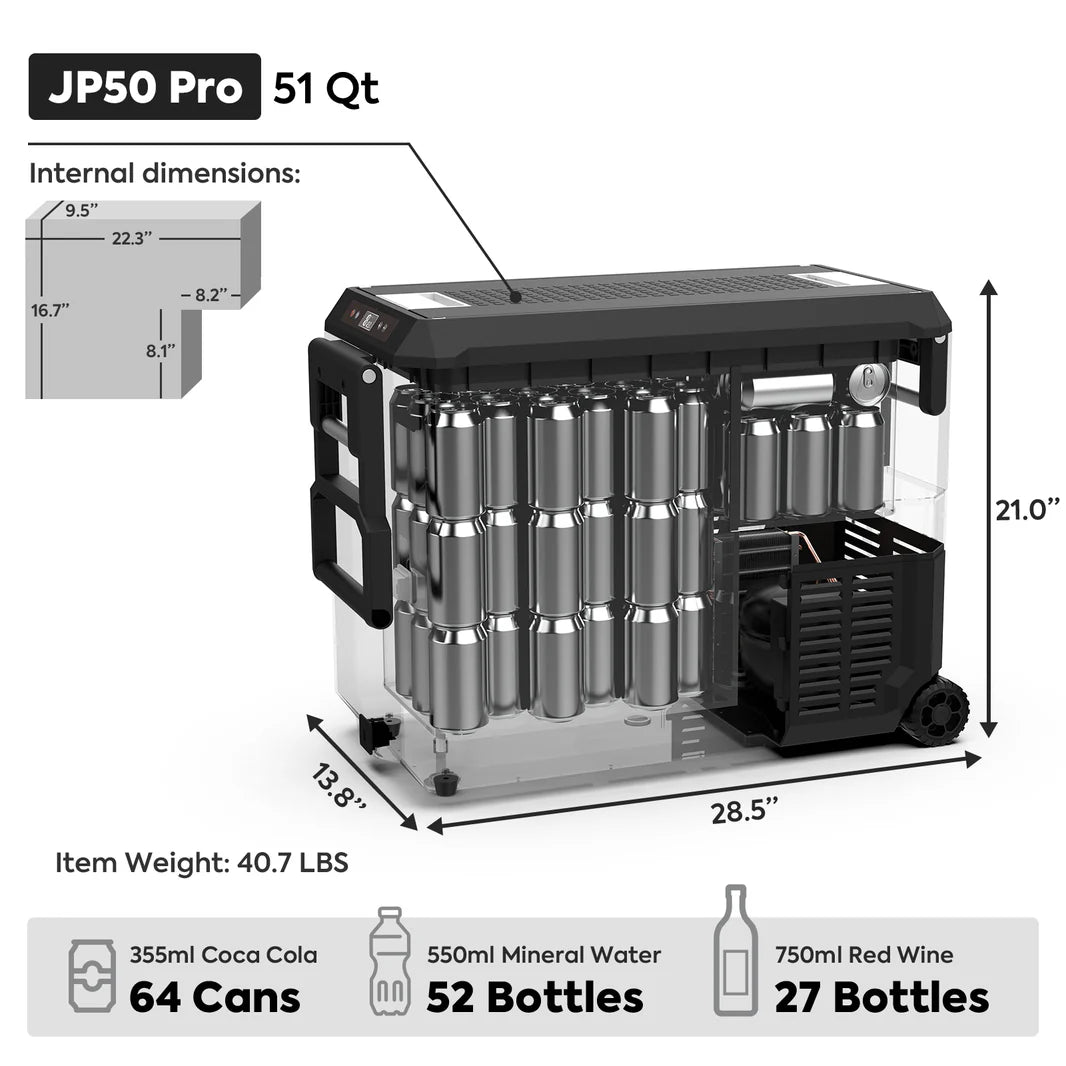 Glacière ICECO JP50 PROS 50L, frigo et freezer off-road, avec compresseur pour camping et aventures tout-terrain.