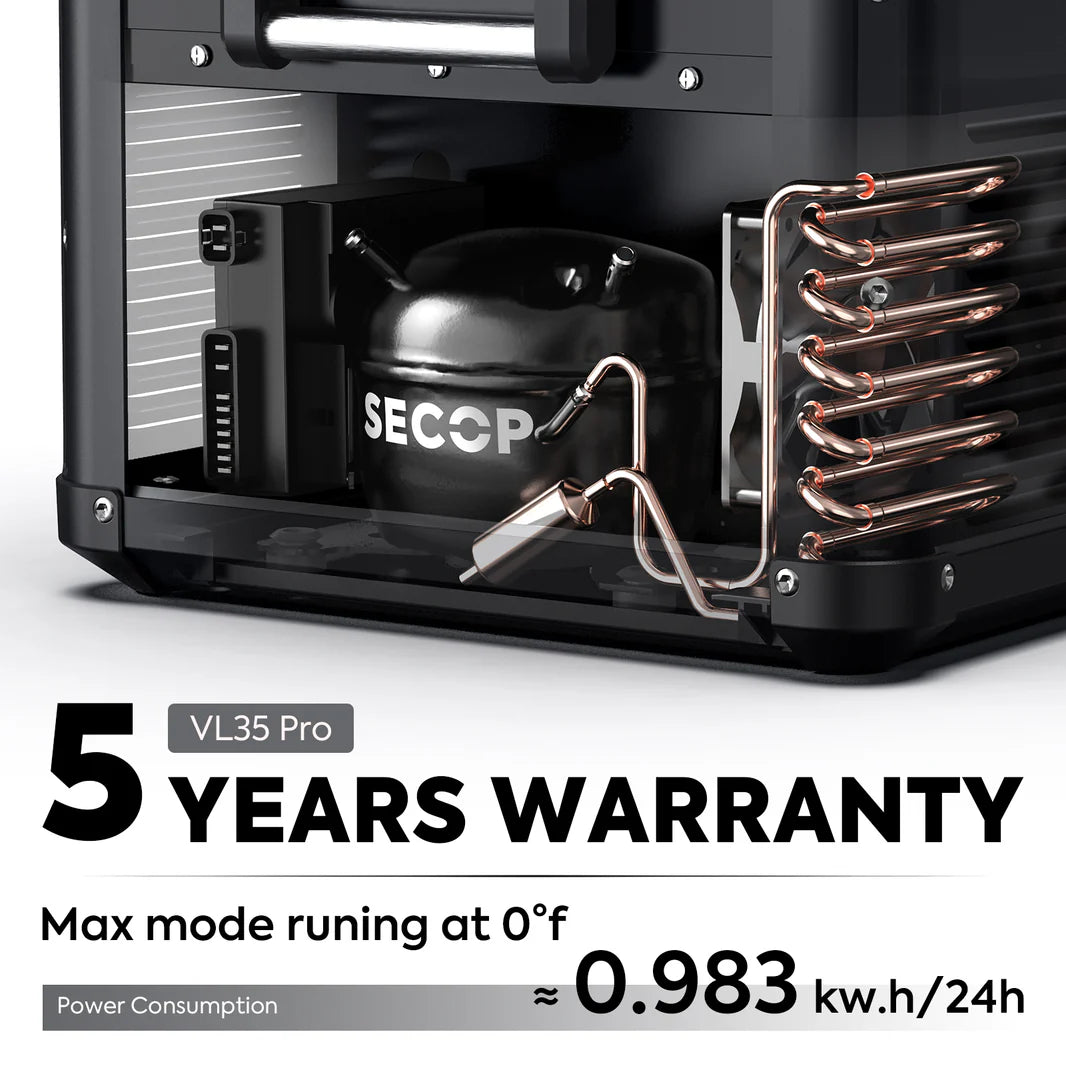 Glacière ICECO VL35ProS 35L, frigo portable pour 4x4 OffRoad, avec compartiments et poignée pour camping et aventure.