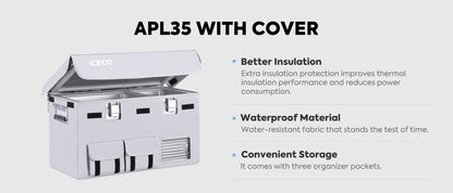 Housse isolante pour frigo ICECO APL35, accessoire de performance et de rangement, conçue pour protéger et isoler le réfrigérateur.