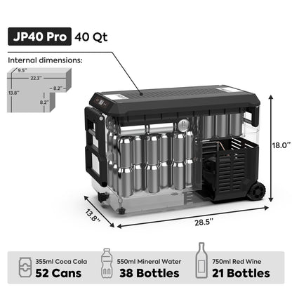 Réfrigérateur congélateur ICECO JP40 PROS 40L à zone unique, compact et portable pour camping et activités extérieures.