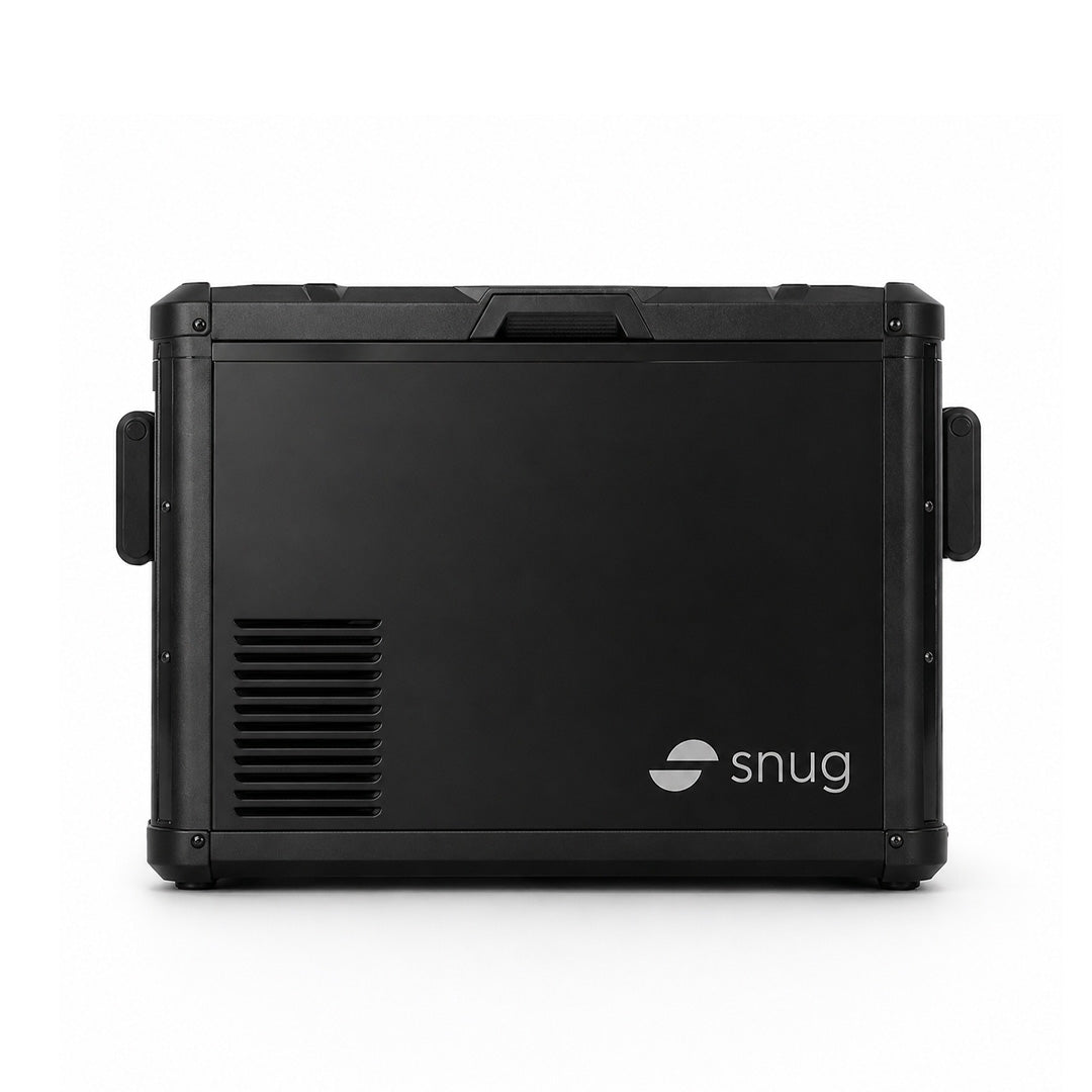 Réfrigérateur congélateur SNUG Groenland 45L noir, zone unique, appareil compact pour la conservation des aliments.
