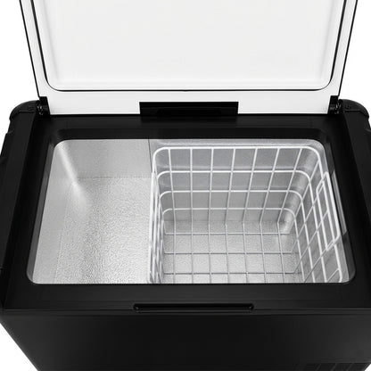 Réfrigérateur SNUG Groenland 45L noir avec zone unique, idéal pour conservation et stockage en camping ou extérieur.
