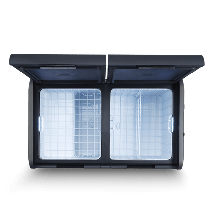 Réfrigérateur portable Dometic CFX5 95 DZ avec double zone, 94L, pour camping et voyages, écran numérique et poignée robuste.