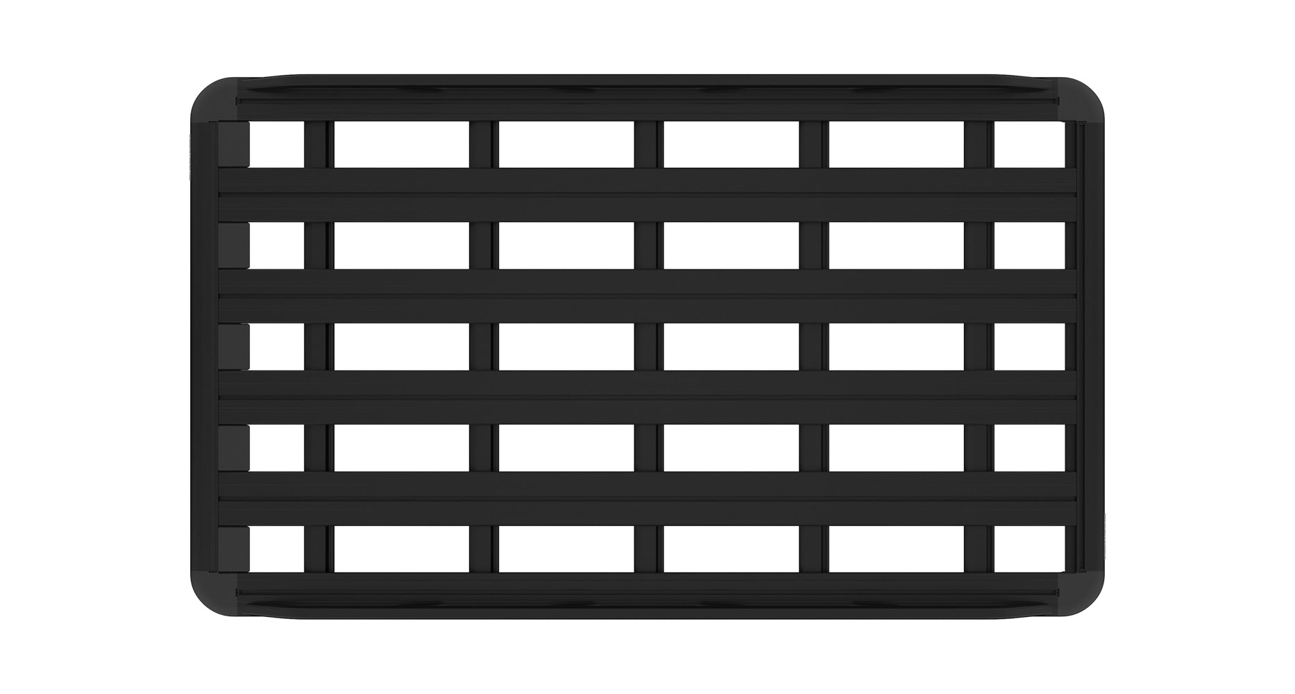 Galerie de toit Rhino-Rack Pioneer 6 2100x1240mm, robuste pour véhicules, avec barres transversales et fixation solide.