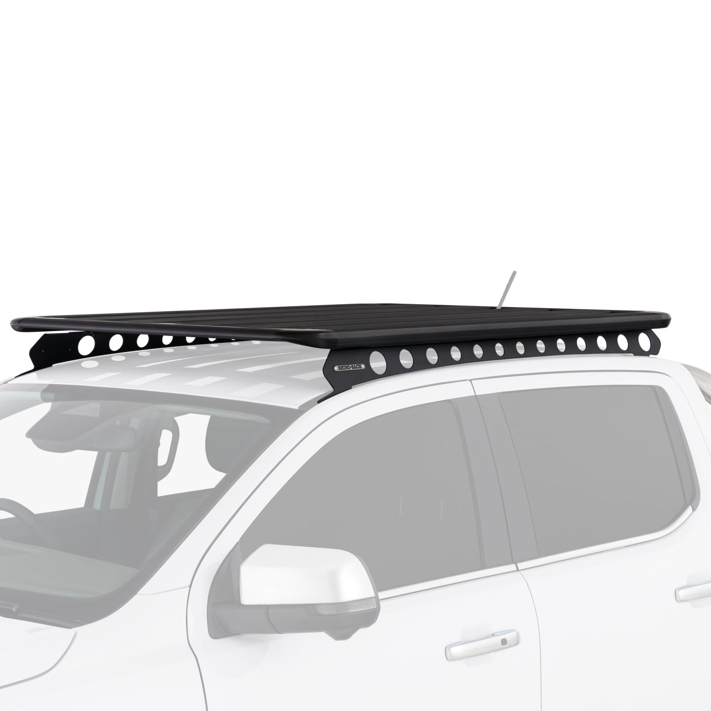 Galerie de toit Pioneer et Backbone de RHINO-RACK sur Isuzu D-Max N60 Double Cab 2020, vue de côté.