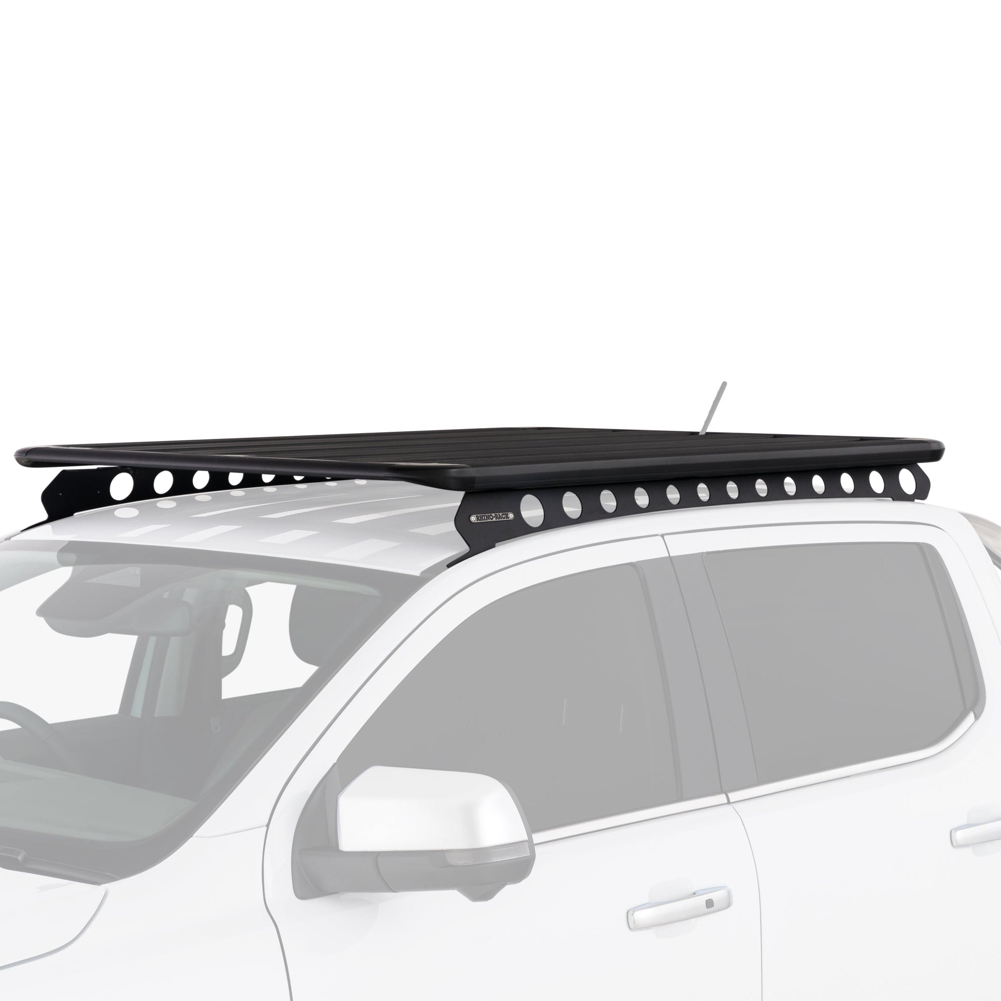 Galerie de toit Pioneer et Backbone de RHINO-RACK sur Isuzu D-Max N60 Double Cab 2020, vue de côté.