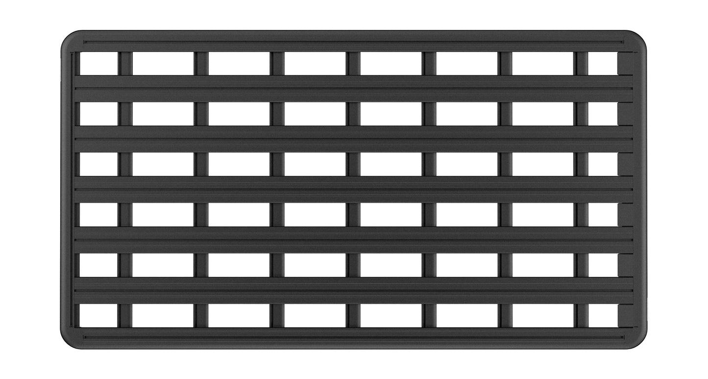 Galerie de toit Rhino-Rack Pioneer pour Land Rover Defender 110 1993-2020, 2700x1472mm, vue de profil.