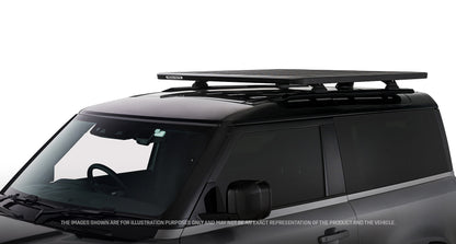 Galerie de toit Rhino-Rack Pioneer 6 pour Land Rover Defender II 90 avec pieds RCL-RCH, 1300x1240mm, robuste et pratique.