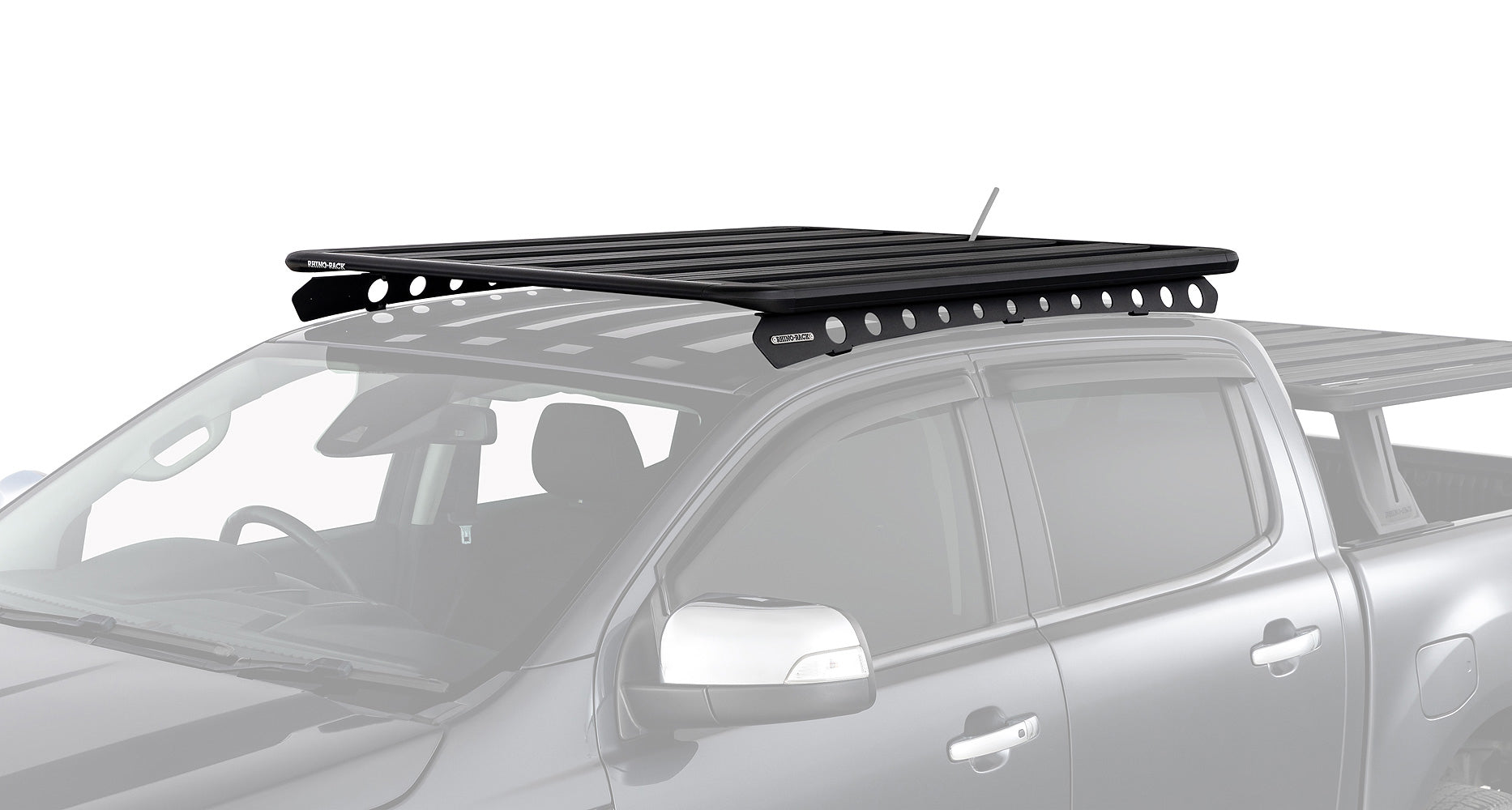 Kit galerie de toit Rhino-Rack Pioneer 6 1500x1240 mm avec backbone, montage pour véhicule tout-terrain.