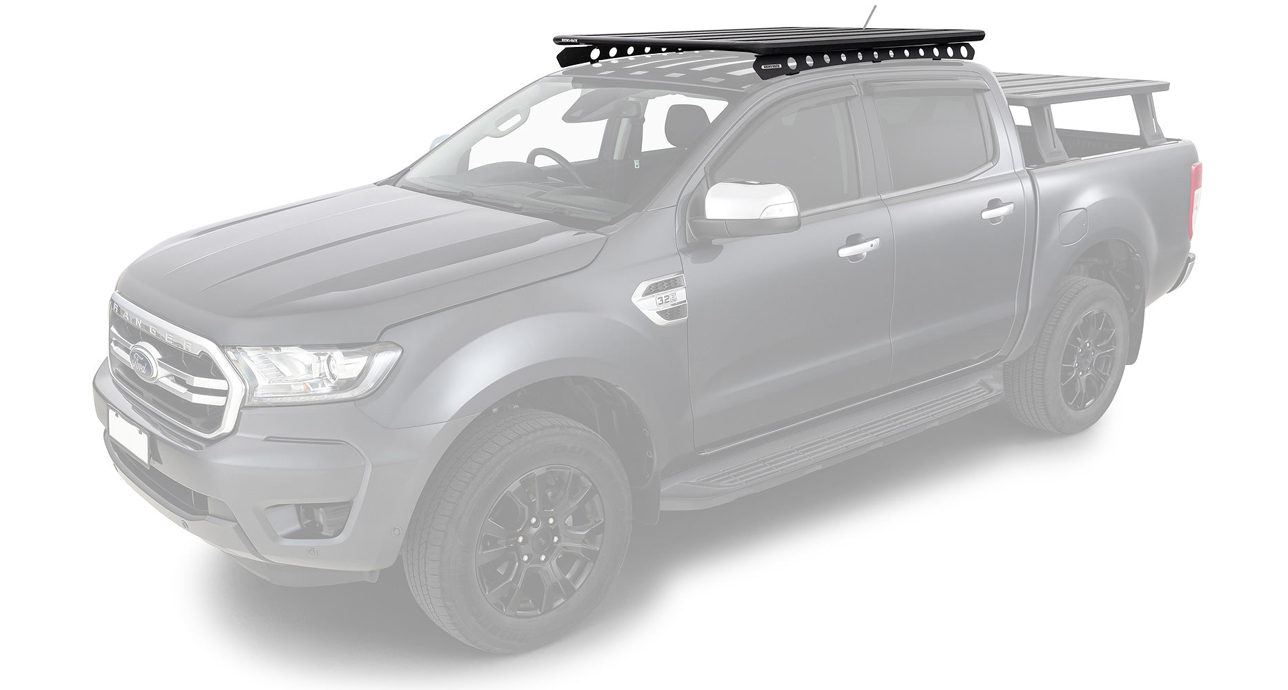 Galerie de toit Rhino-Rack Pioneer 6 1500x1240mm avec backbone, pour véhicule tout-terrain et accessoires.