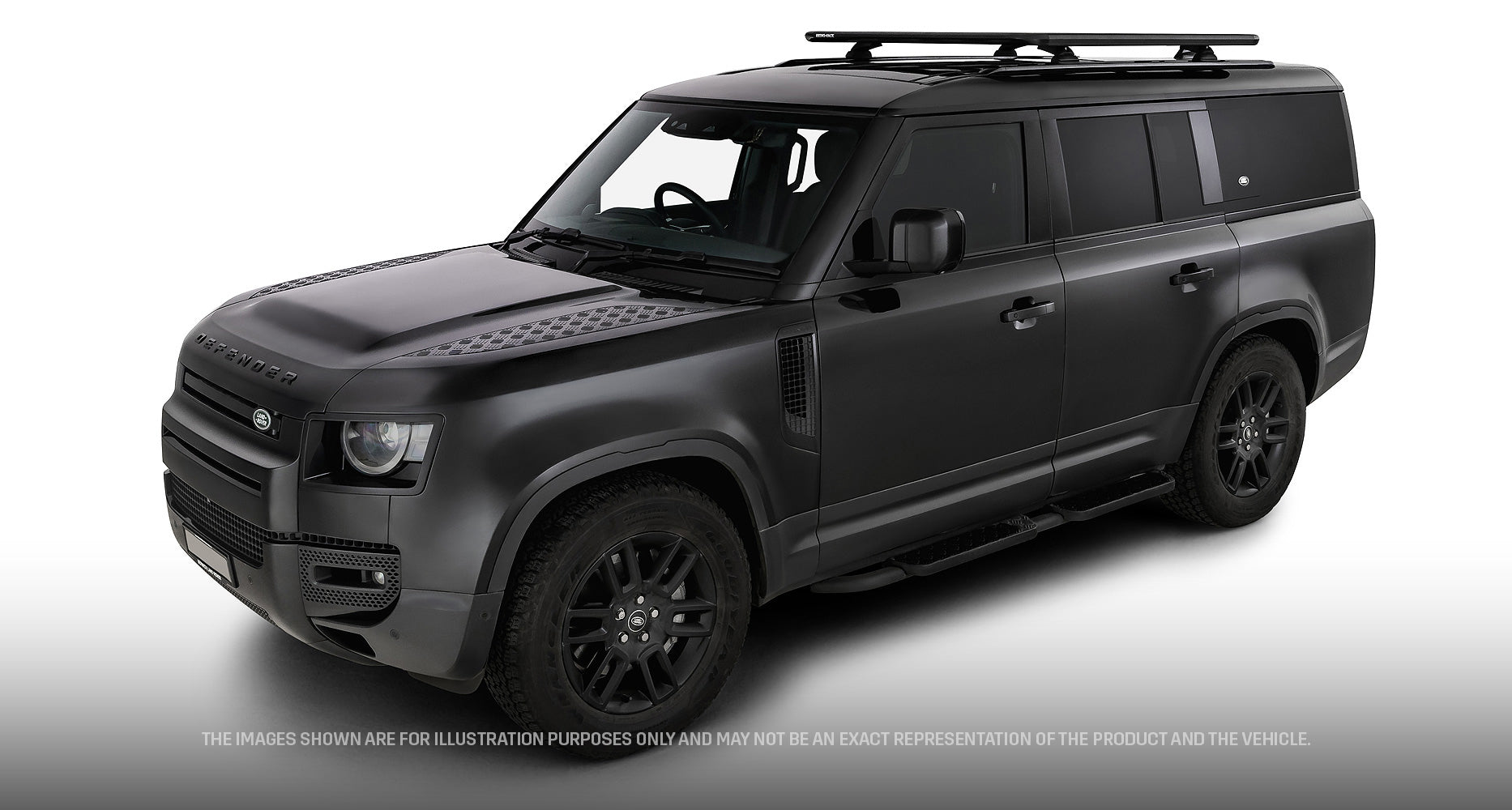 Kit galerie de toit Rhino-Rack Pioneer 6 pour Land Rover Defender II, 1500x1240mm, avec pieds RCL, montage robuste.