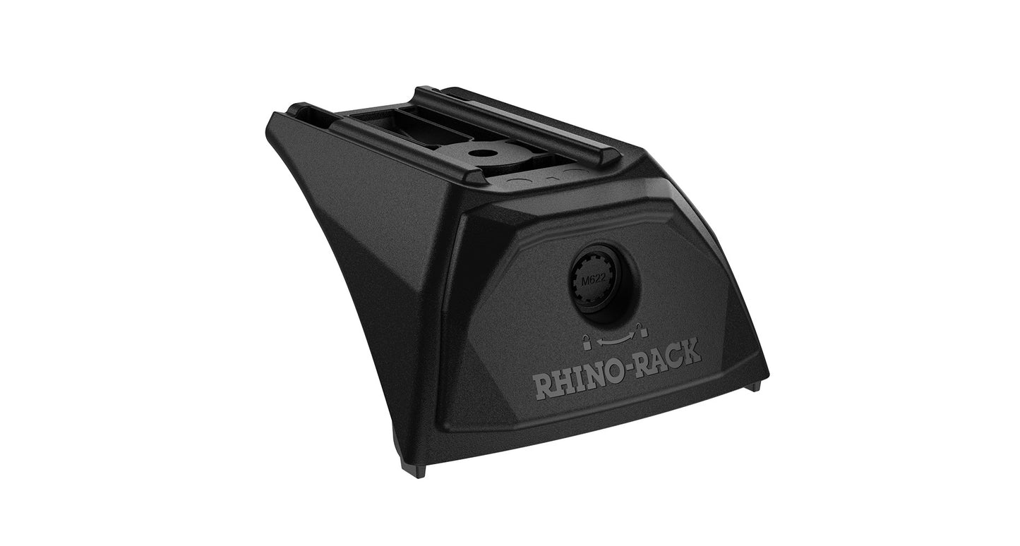 Galerie de toit Rhino-Rack Pioneer 6 pour Land Rover Discovery 3 et 4, 2005-2017, vue de côté avec barres solides.