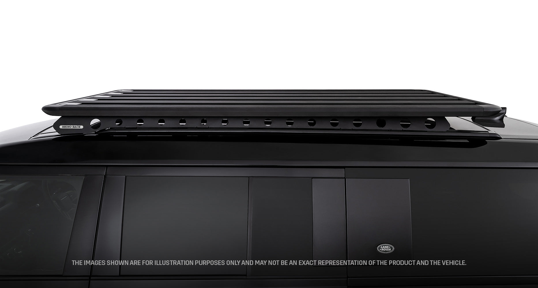 Galerie de toit Rhino-Rack Pioneer 6 pour Land Rover Defender II 130, structure robuste avec barres transversales, installation sur toit.