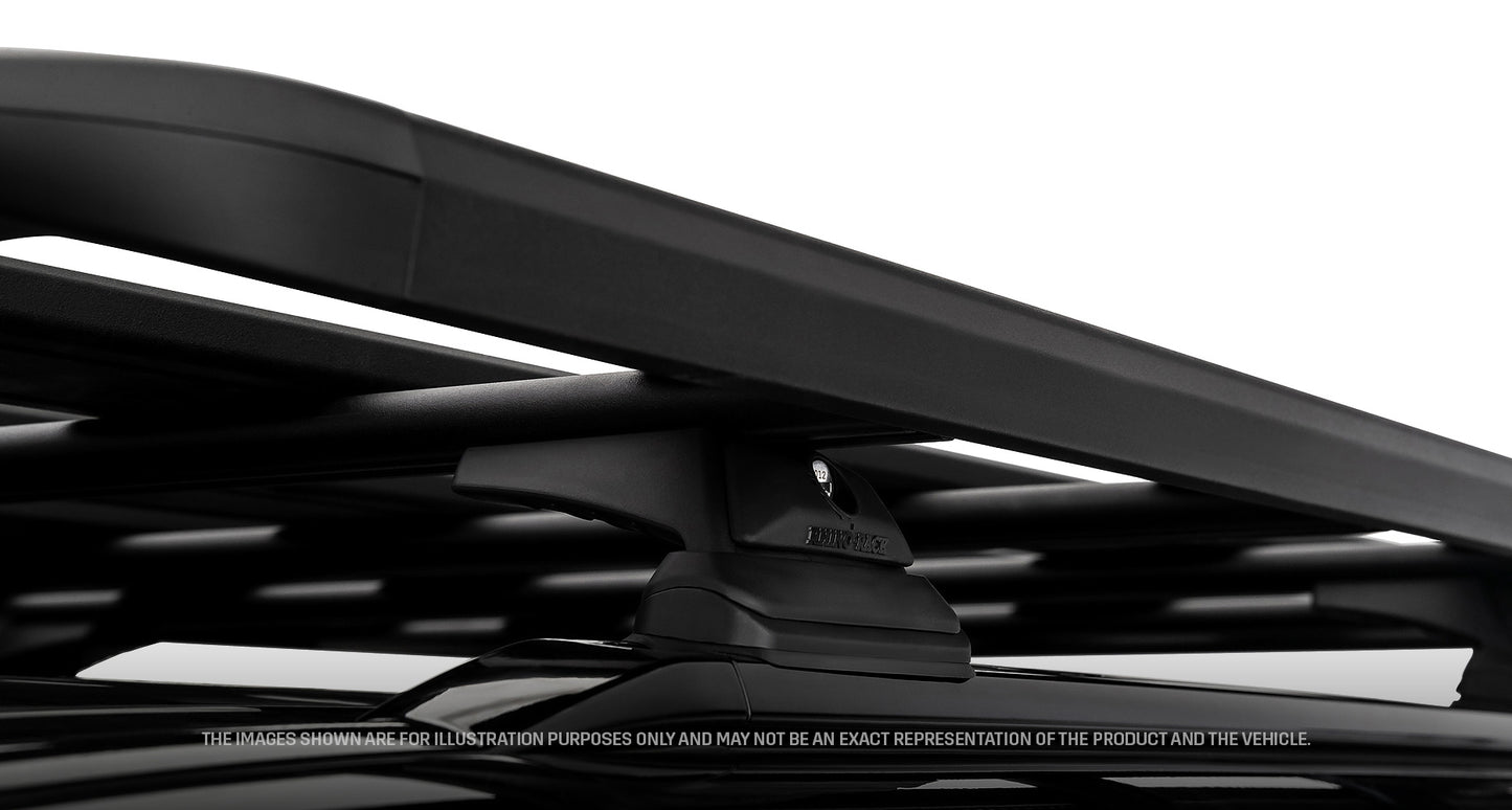 Galerie de toit Rhino-Rack Pioneer 6 pour Land Rover Defender II 130, 2100x1240mm avec pieds RCL, montage solide et robuste.