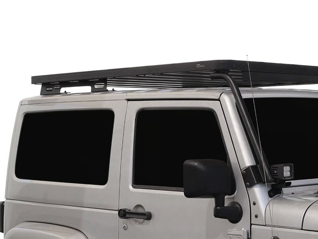 Galerie de toit Front Runner Slimline II Extrême pour Jeep JK 2 portes, dimensions 1762x1425 mm, vue de face avec barres robustes