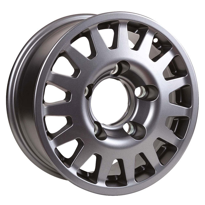 Jante en aluminium OC WHEELS Manano gris anthracite, vue frontale avec détails de la jante pour véhicules tout-terrain.