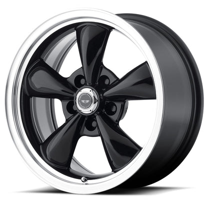 Jante American Racing Torq Thrust noir machiné 20 pouces, 8.5x20, 5x115, ET18, CB72.6, vue de face sur fond blanc