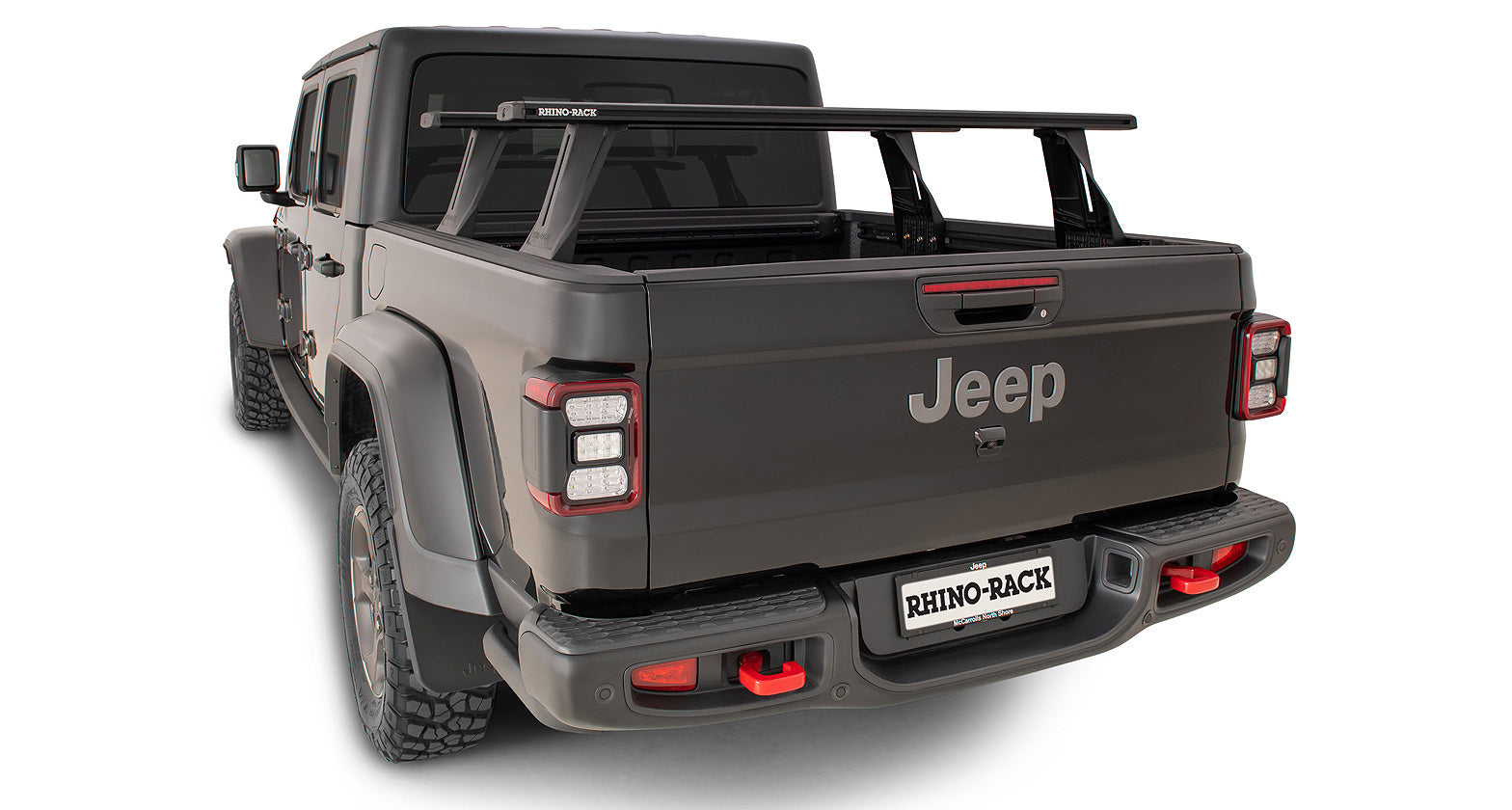 Kit de 2 barres de toit Reconn-Deck 1500mm pour Jeep Gladiator JT, marque RHINO-RACK, avec fixation robuste.